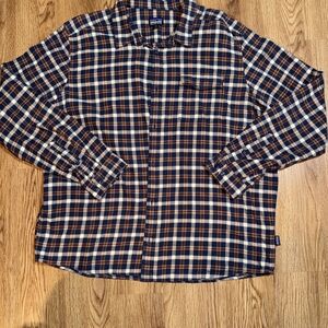 Patagonia Men's Fjord Flannel Shirt - Navy and Orange